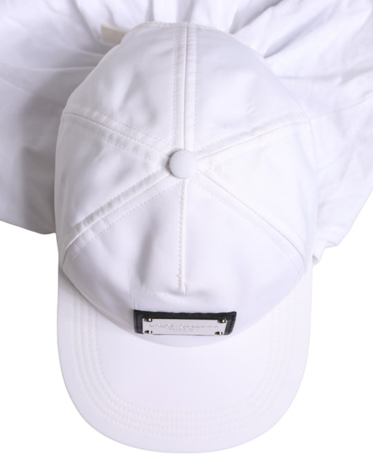 Dolce & Gabbana Weiße Baumwolle DG Logo Plaque Baseball Balaclava Cap