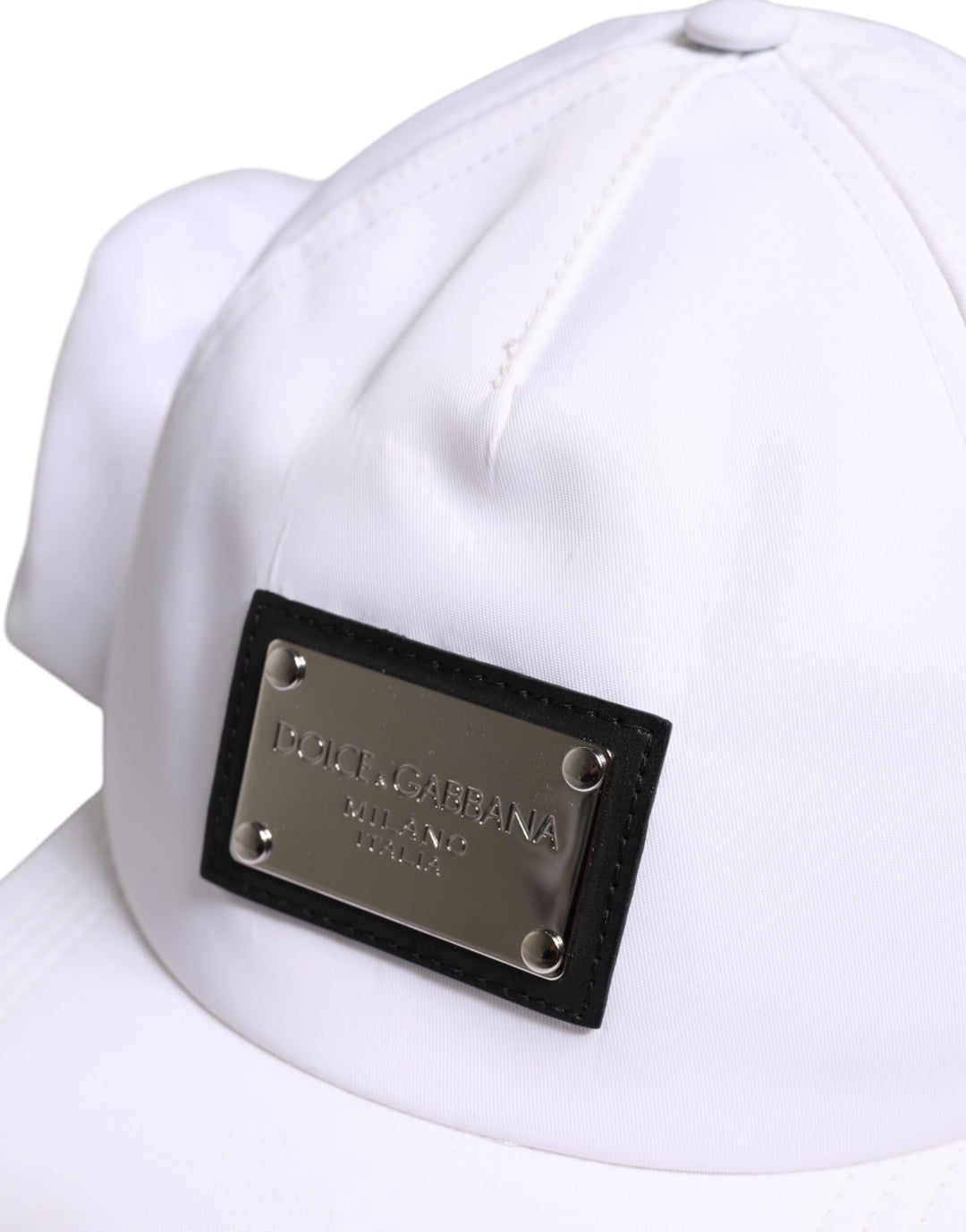 Dolce & Gabbana Weiße Baumwolle DG Logo Plaque Baseball Balaclava Cap