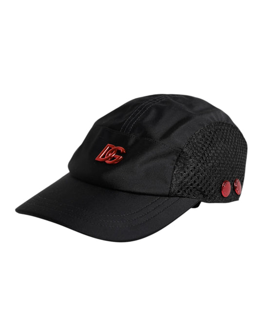 Dolce & Gabbana Schwarze Nylon DG Logo 6 Panels Baseballmütze