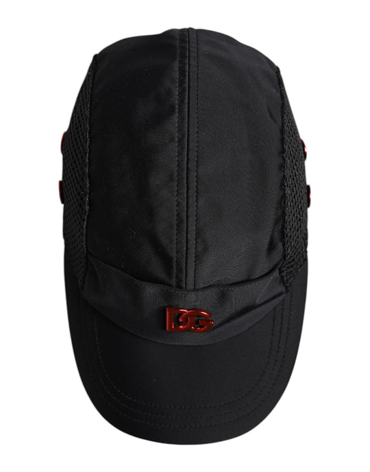 Dolce & Gabbana Schwarze Nylon DG Logo 6 Panels Baseballmütze