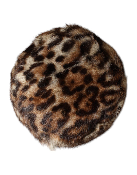Dolce & Gabbana Brauner Leopard Kunstfell Frauen Eimer Hut