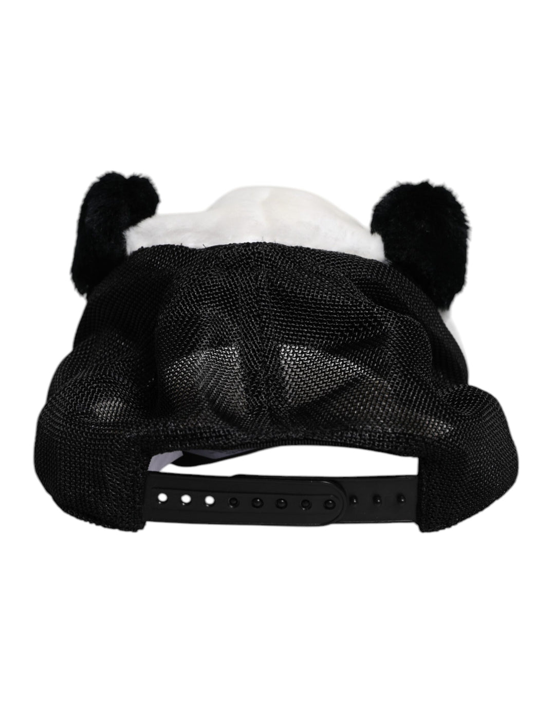 Dolce & Gabbana Schwarzer weißer Panda Pelz Frauen Baseballmütze