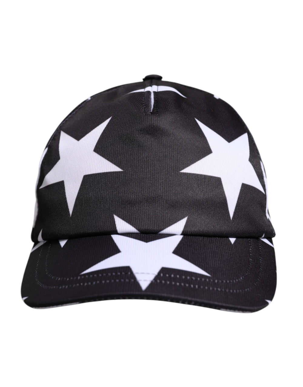 Dolce & Gabbana Schwarze Baseballmütze mit Sternendruck aus Polyester