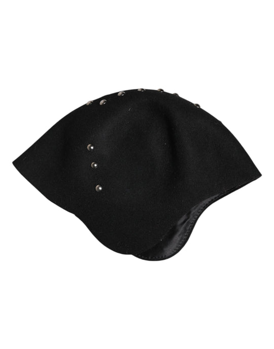 Dolce & Gabbana Schwarzer Wolle Multicolor verschönert Cloche Hut