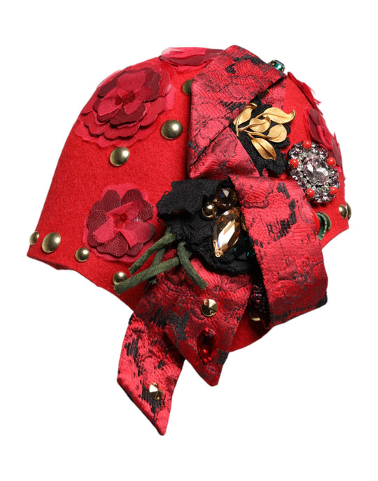 Dolce & Gabbana Rot Kristall Gold Rosen Brosche verschönert Hut