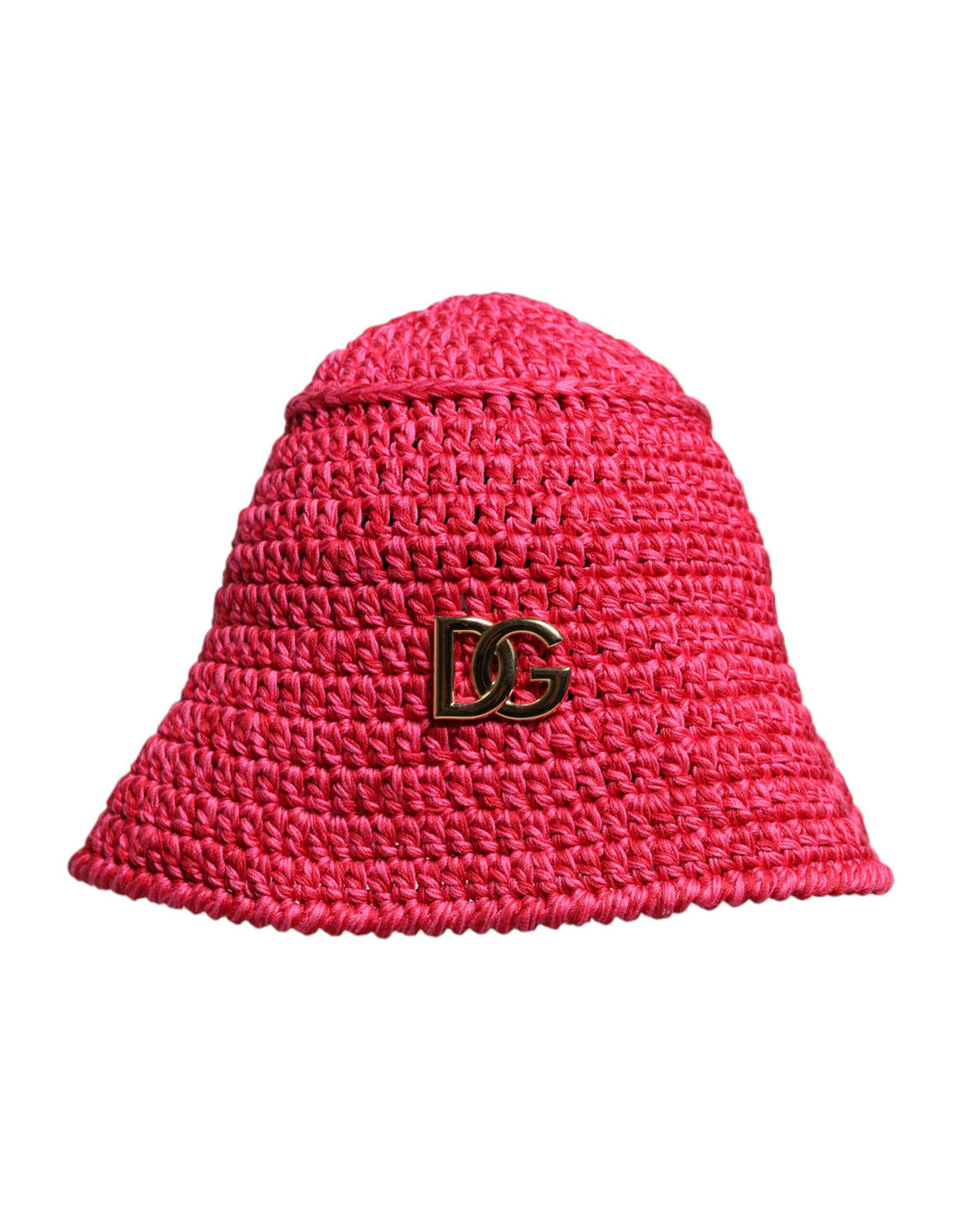 Dolce & Gabbana Rote Baumwoll-Häkelmütze mit DG-Logo