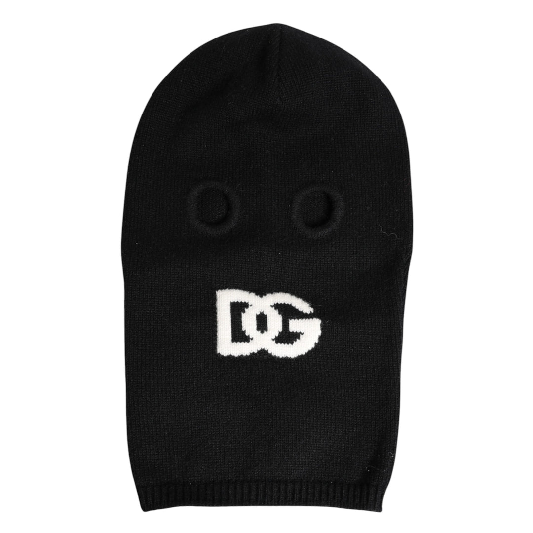 Dolce & Gabbana Schwarze Kaschmir-Strick-Skimaske Balaclava-Mütze