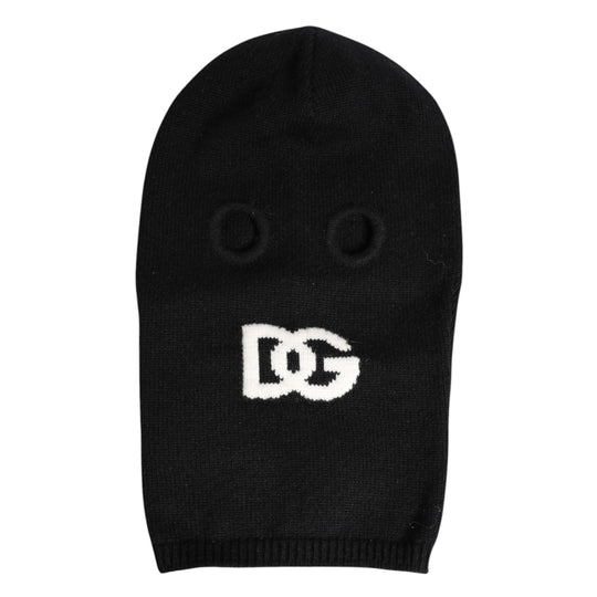 Dolce & Gabbana Schwarze Kaschmir-Strick-Skimaske Balaclava-Mütze