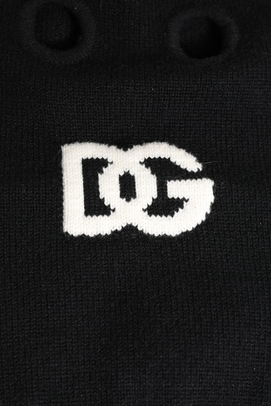 Dolce & Gabbana Schwarze Kaschmir-Strick-Skimaske Balaclava-Mütze