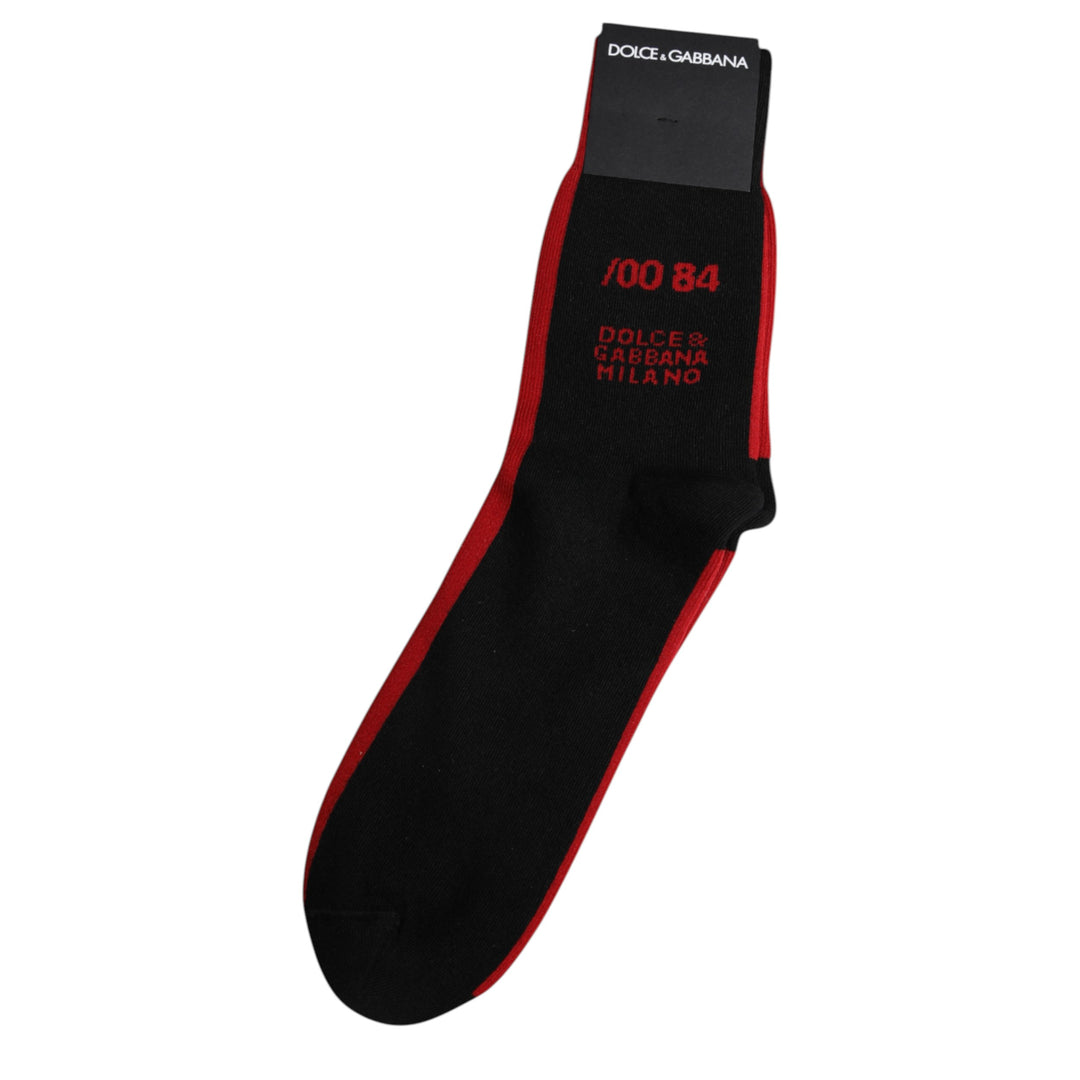 Dolce & Gabbana Schwarze Nylon DG Logo Mid Calf Herren Socken