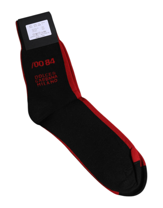 Dolce & Gabbana Schwarze Nylon DG Logo Mid Calf Herren Socken
