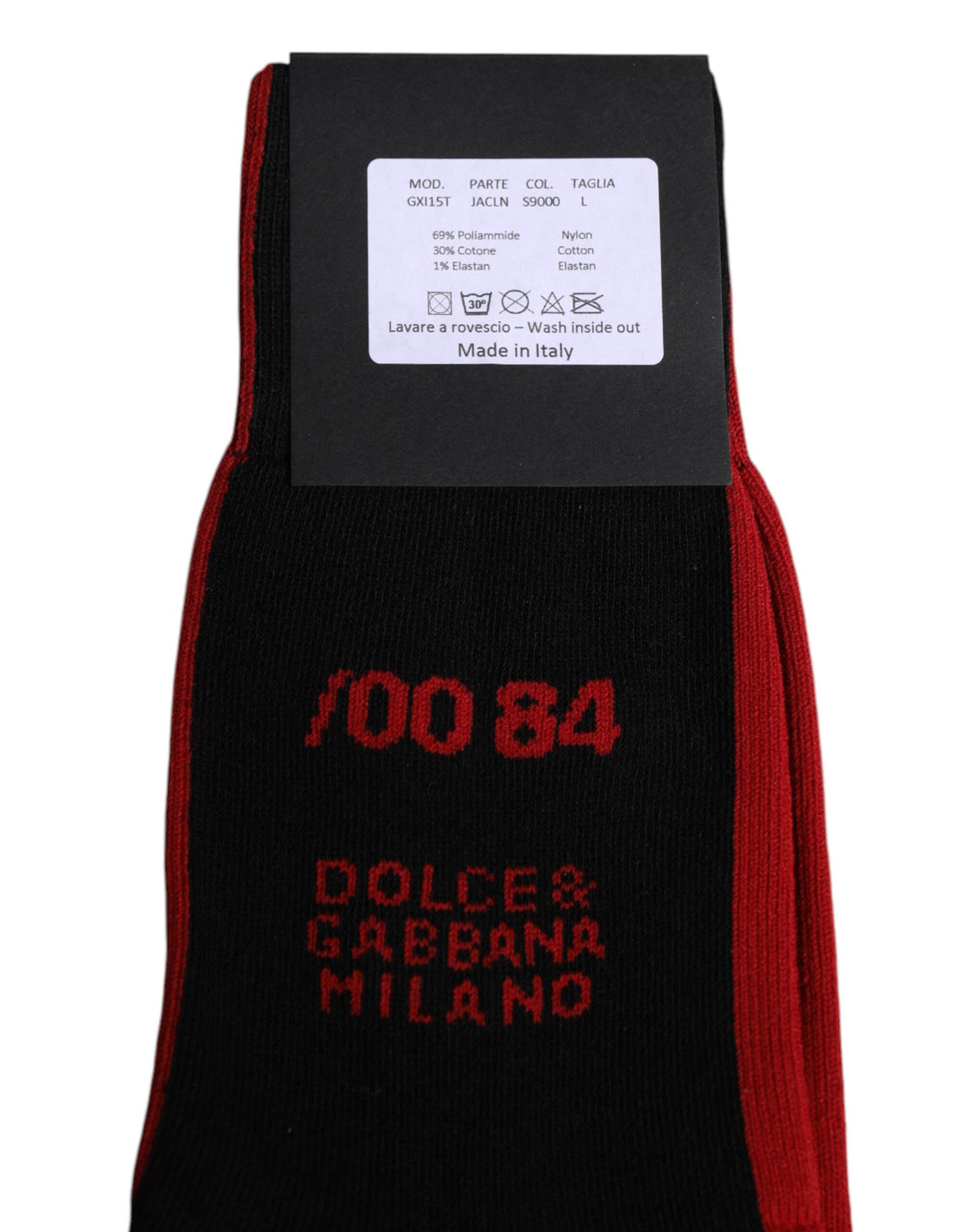 Dolce & Gabbana Schwarze Nylon DG Logo Mid Calf Herren Socken