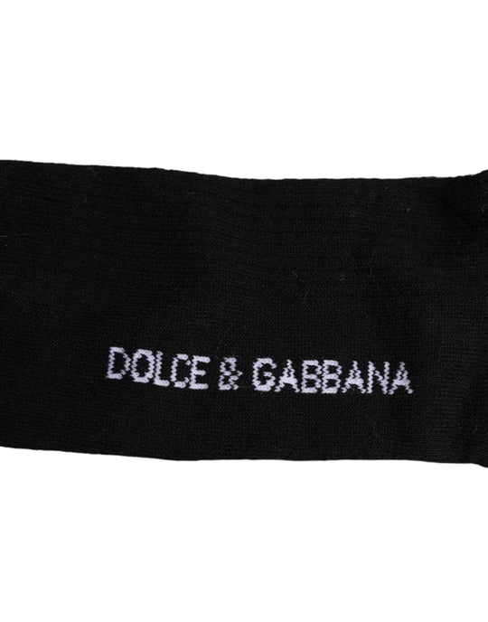 Dolce & Gabbana Schwarze Baumwolle DG Logo Mid Calf Herren Socken