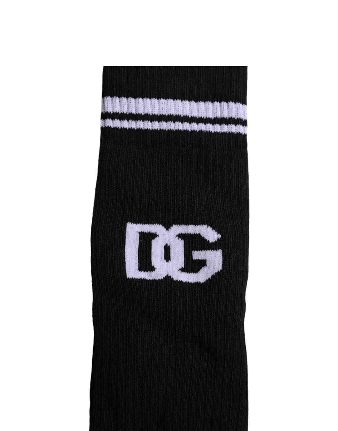 Dolce & Gabbana Schwarze Baumwolle DG Logo Mid Calf Herren Socken