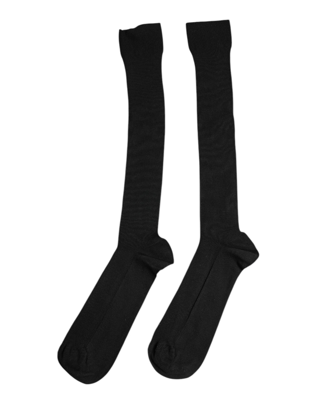 Dolce & Gabbana Schwarze Viskose Logo Over The Calf Socken