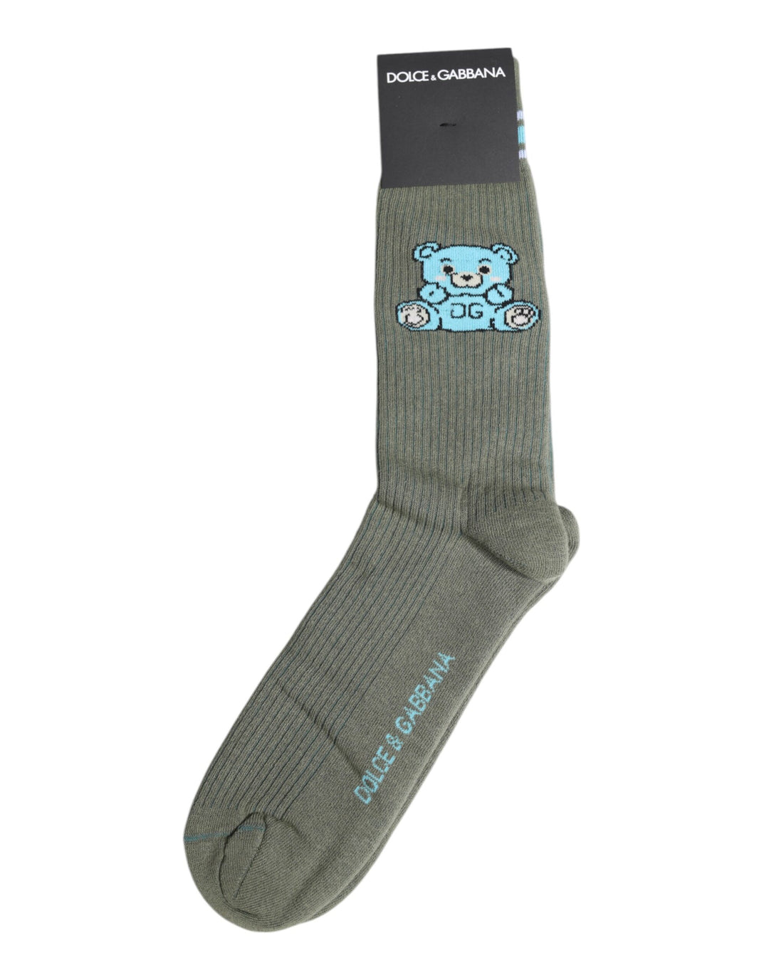 Dolce & Gabbana Graue Baumwolle DG Bear Mid Calf Socken