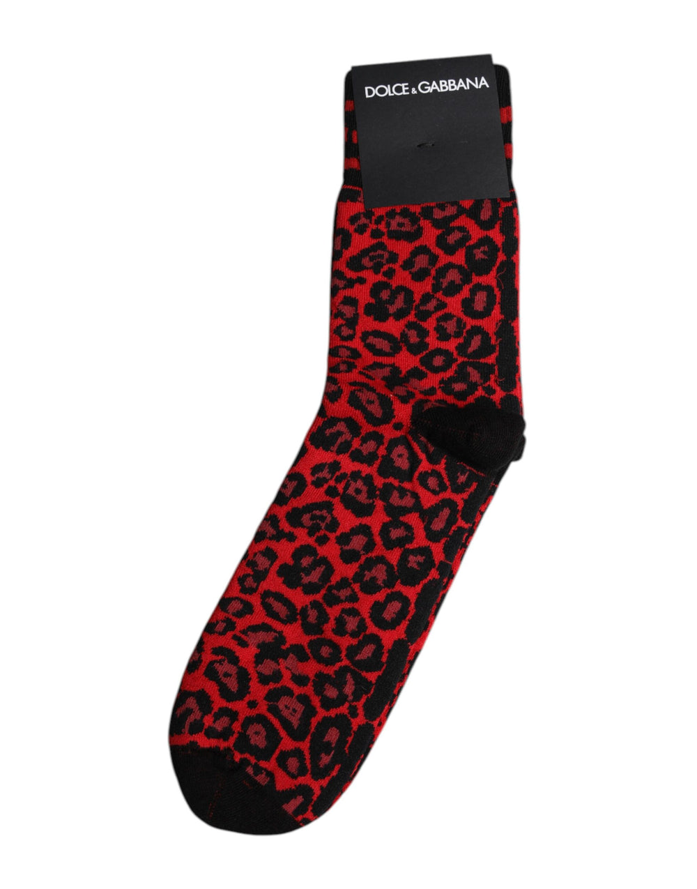 Dolce & Gabbana Schwarz Rot Leopard Mid Calf Männer Socken