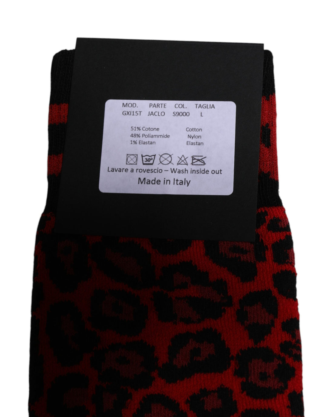 Dolce & Gabbana Schwarz Rot Leopard Mid Calf Männer Socken