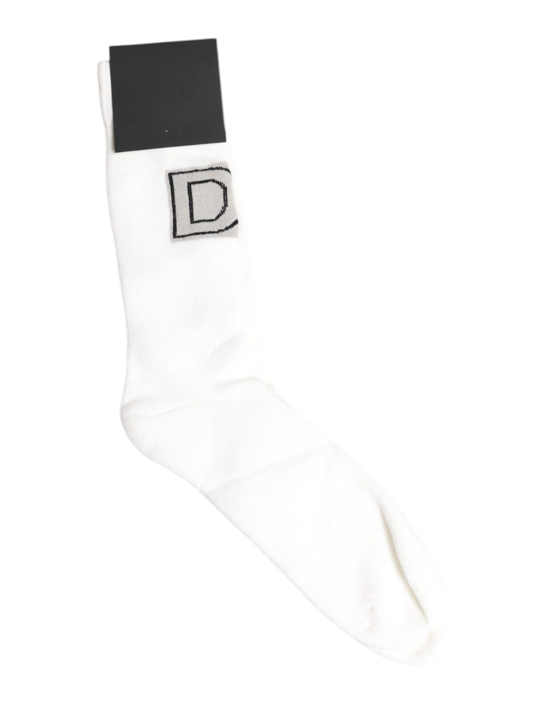 Dolce & Gabbana Weiße Stretch OR VINCIT OMNIA Mid Calf Socken
