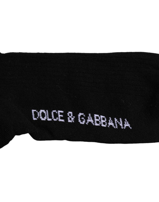 Dolce & Gabbana Schwarze Baumwolle DG Logo Mid Calf Herren Socken