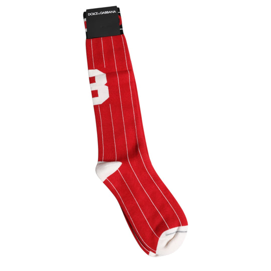 Dolce & Gabbana Rot bedruckte Baumwolle Mid Calf Herren Socken