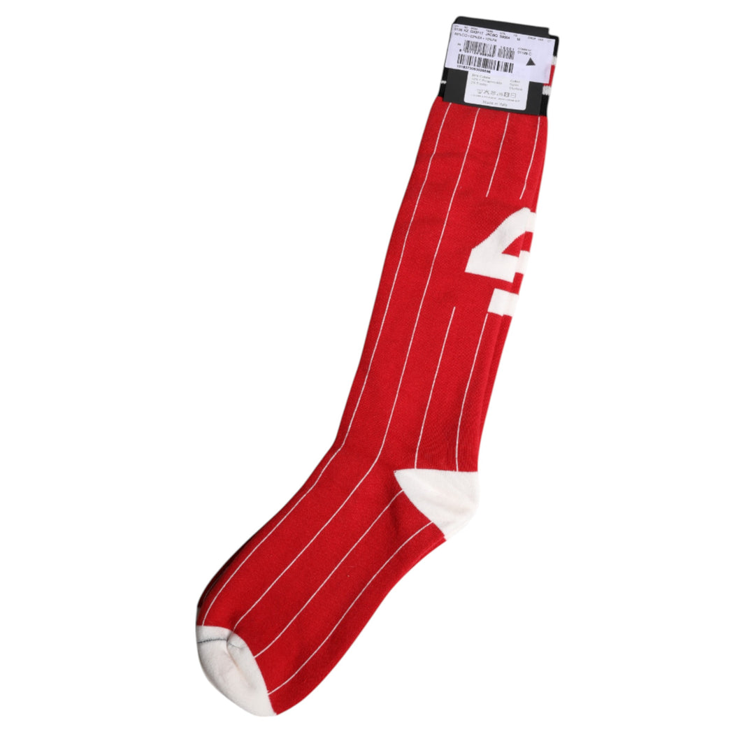 Dolce & Gabbana Rot bedruckte Baumwolle Mid Calf Herren Socken
