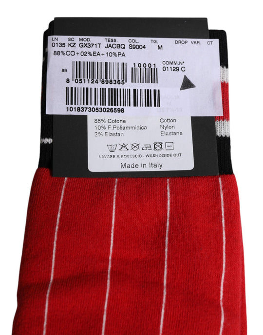 Dolce & Gabbana Rot bedruckte Baumwolle Mid Calf Herren Socken