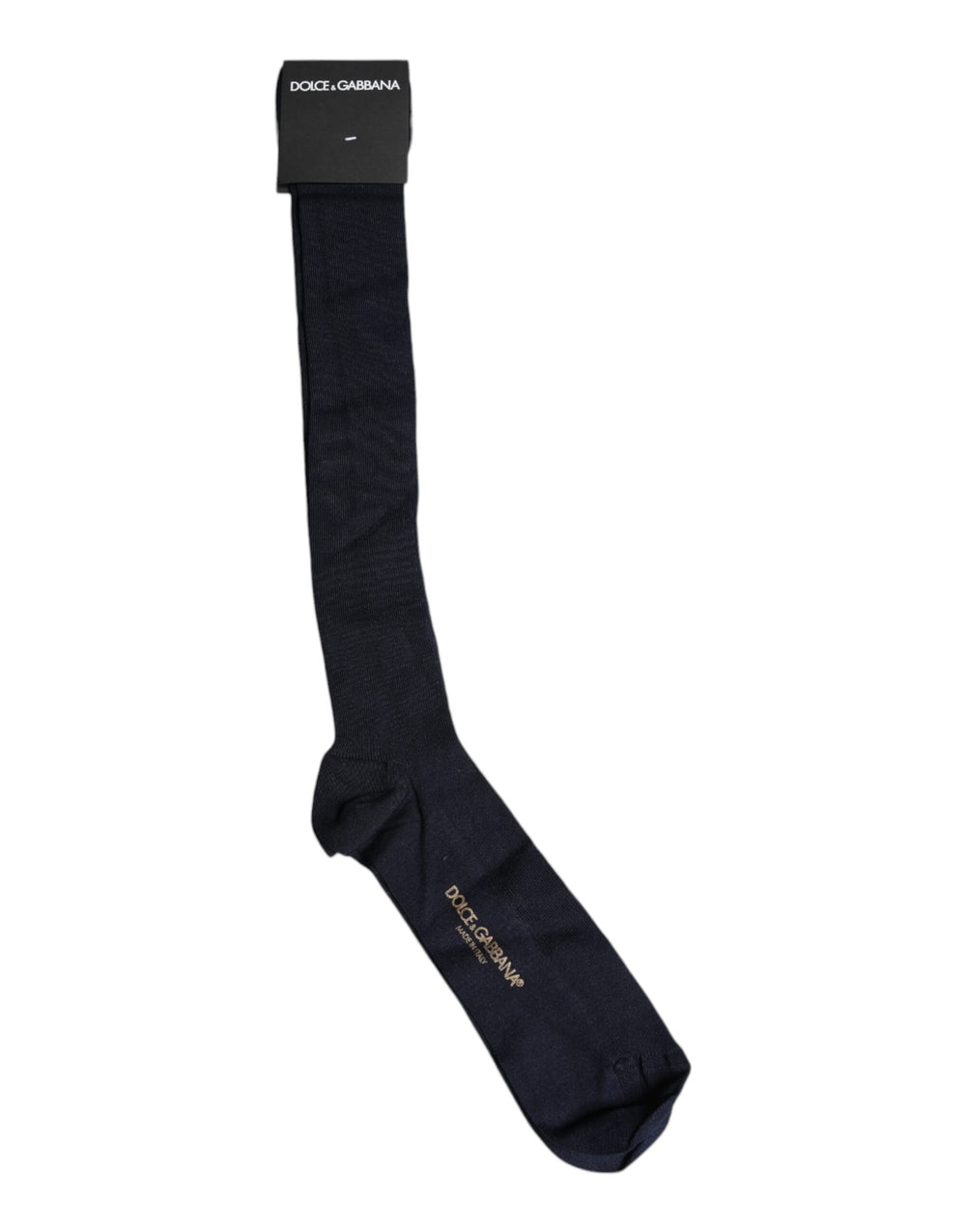 Dolce & Gabbana Schwarze Viskose Logo Over The Calf Socken