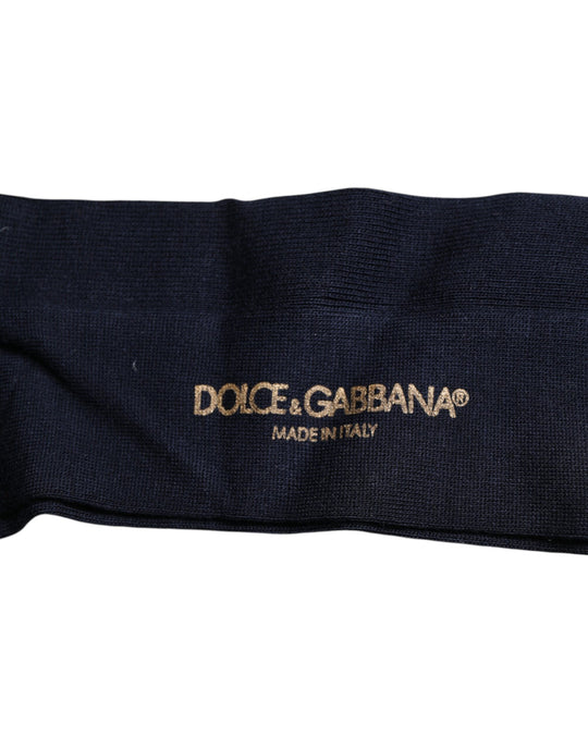 Dolce & Gabbana Schwarze Viskose Logo Over The Calf Socken
