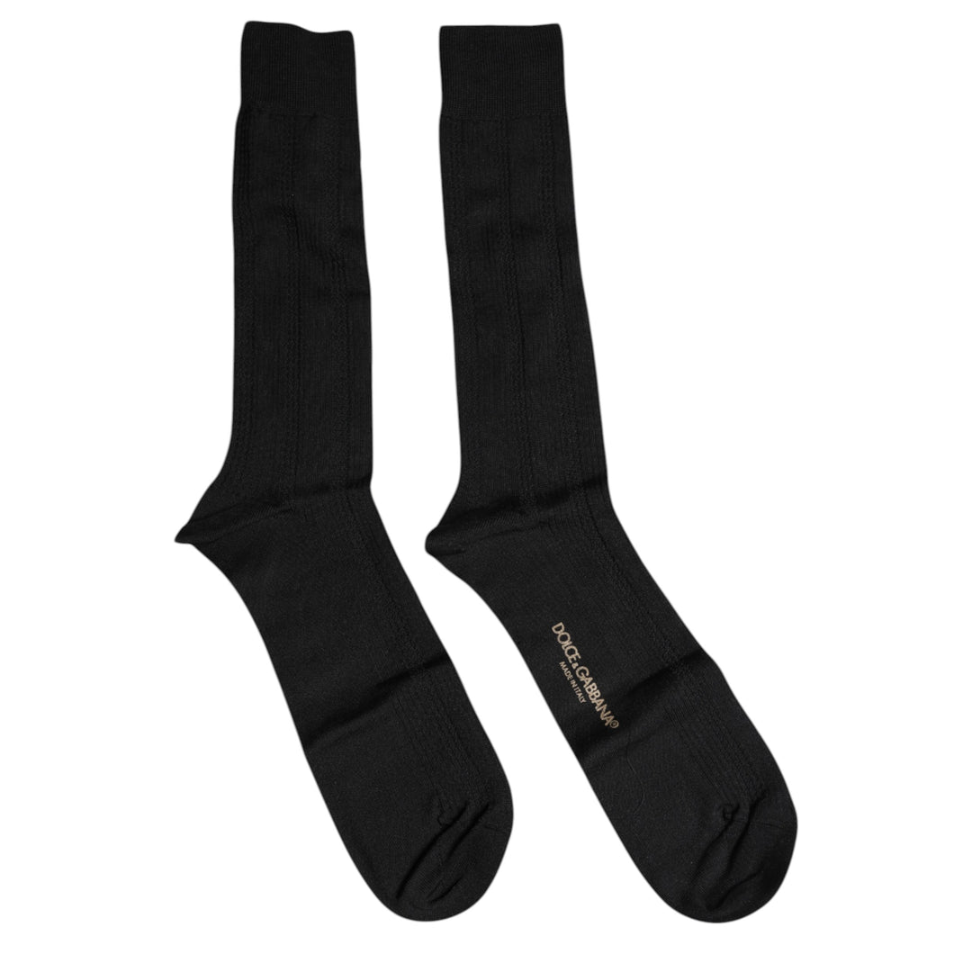 Dolce & Gabbana Schwarze Baumwolle DG Logo Mid Calf Herren Socken