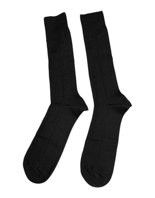 Dolce & Gabbana Schwarze Baumwolle DG Logo Mid Calf Herren Socken