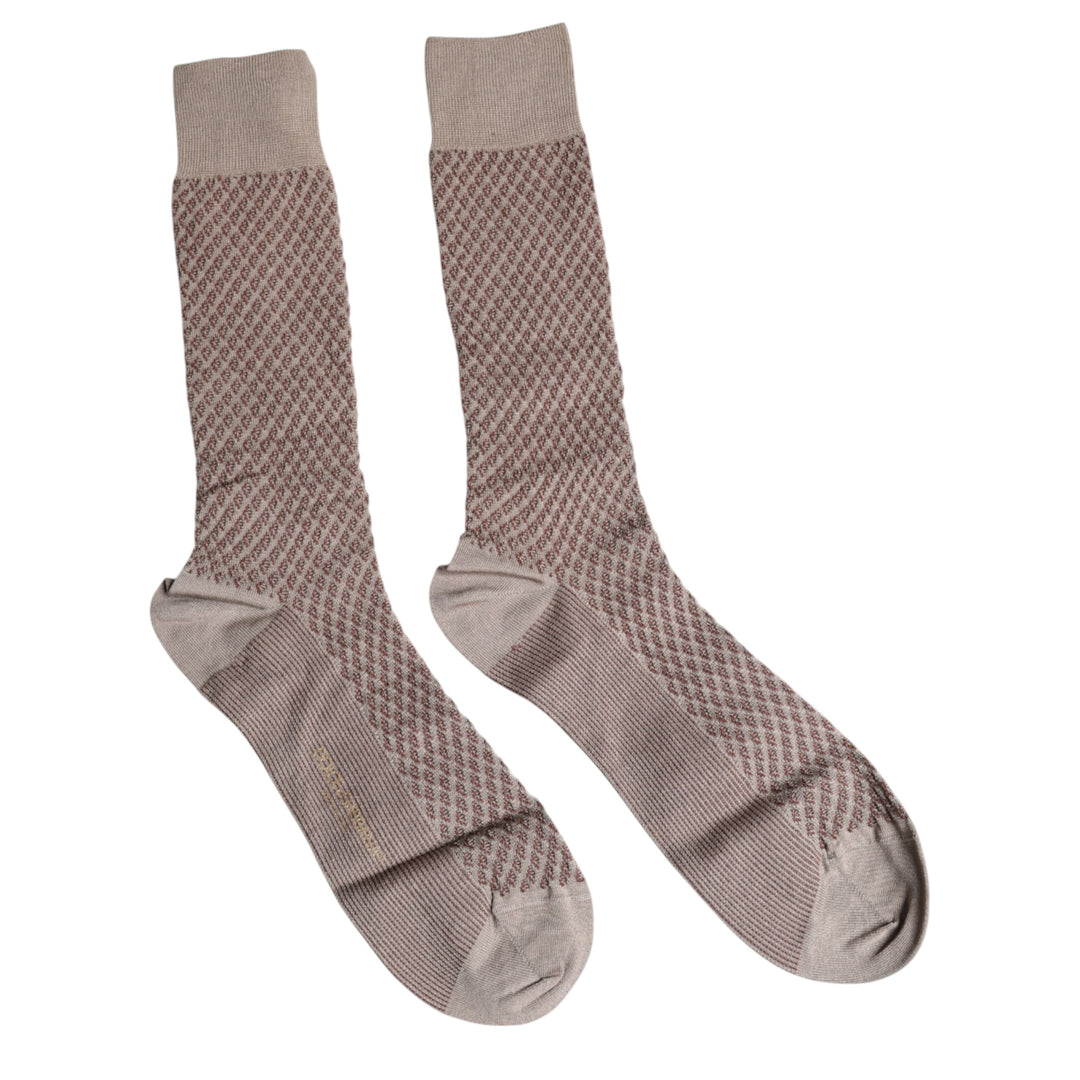 Dolce & Gabbana Brown Solid DG Logo Mid Calf Herren Socken
