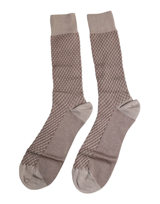 Dolce & Gabbana Brown Solid DG Logo Mid Calf Herren Socken