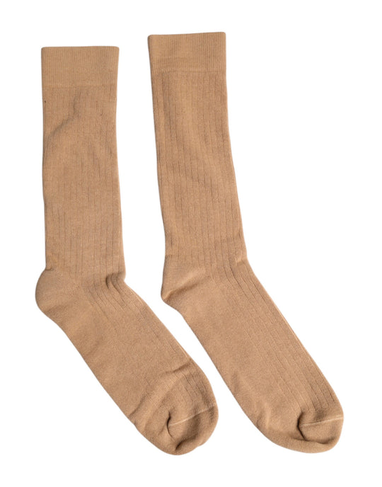 Dolce & Gabbana Brown Solid Cotton Mid Calf Herren Socken
