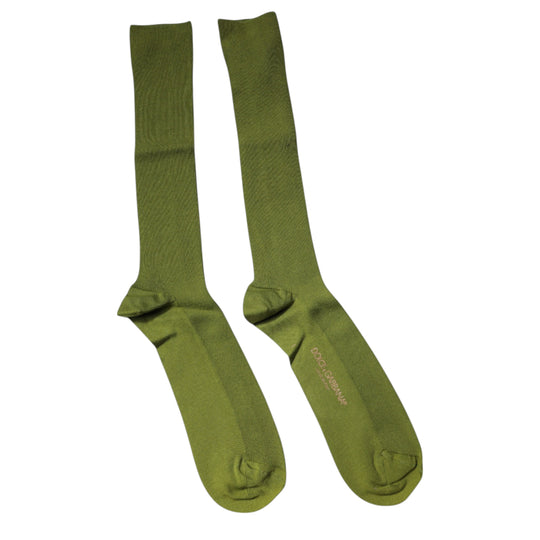 Dolce & Gabbana Grüne Baumwolle Logo über die Wade Socken