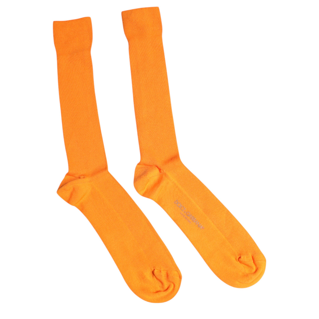 Dolce & Gabbana Orange Baumwolle Logo über die Wade Socken