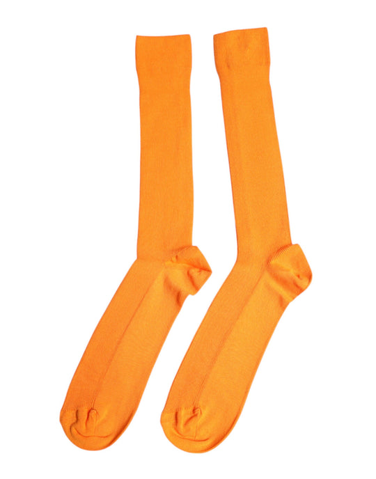 Dolce & Gabbana Orange Baumwolle Logo über die Wade Socken