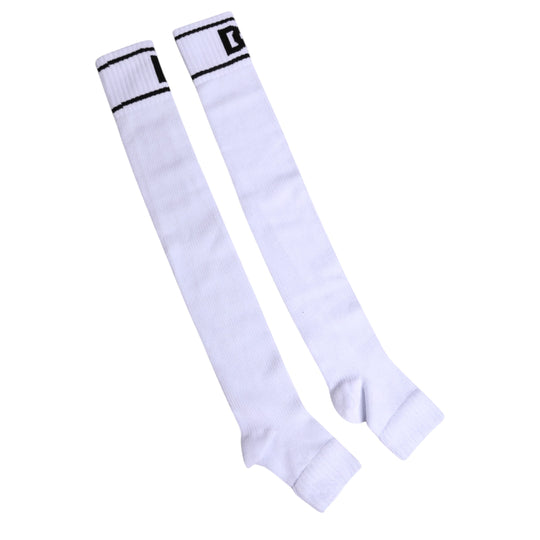 Dolce & Gabbana Weiße Baumwolle DG Logo Print Offene Socken