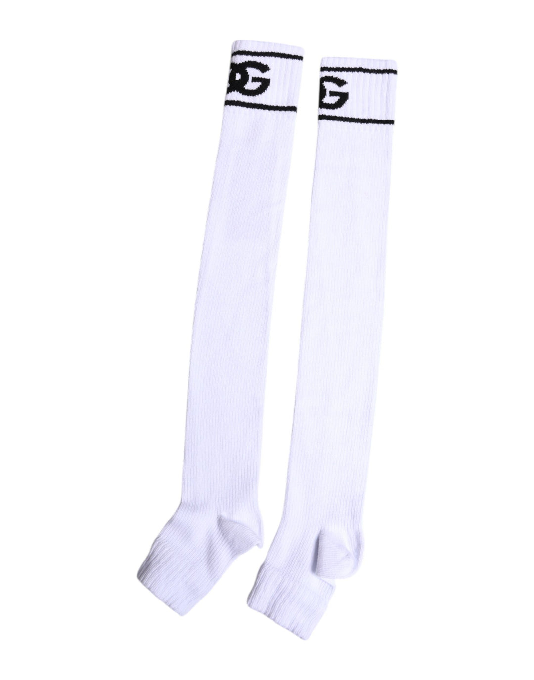 Dolce & Gabbana Weiße Baumwolle DG Logo Print Offene Socken