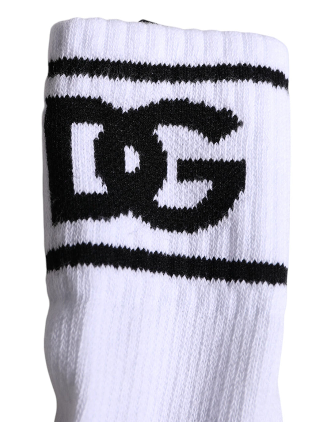 Dolce & Gabbana Weiße Baumwolle DG Logo Print Offene Socken