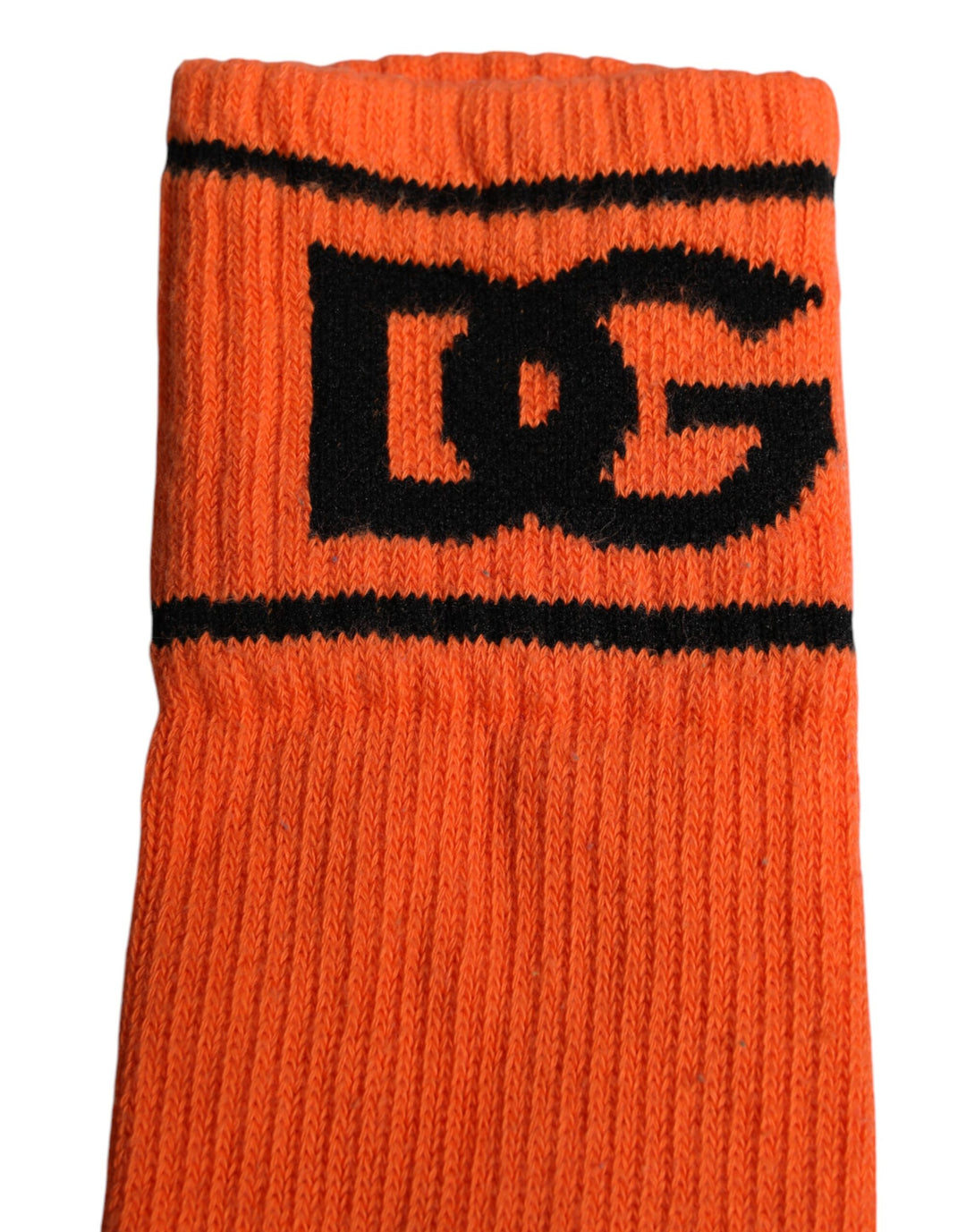 Dolce & Gabbana Orangefarbene Socken mit DG-Logo-Print aus Baumwolle mit offener Spitze