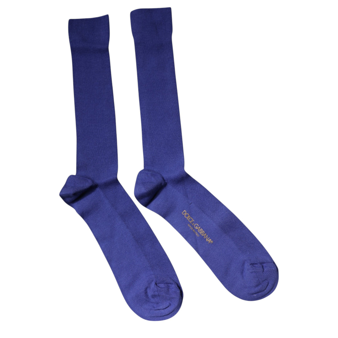 Dolce & Gabbana Lila Baumwolle Logo Over The Calf Socken