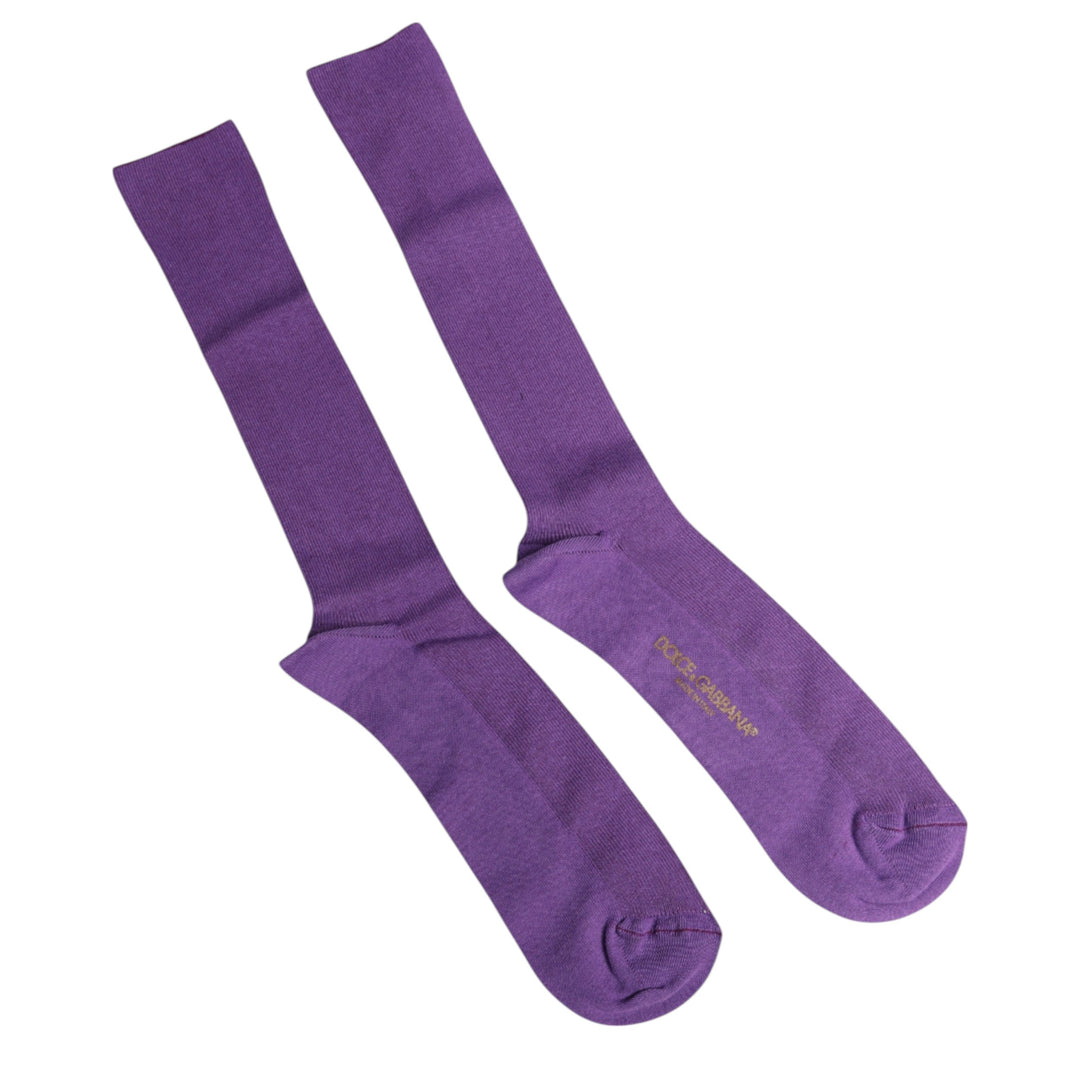 Dolce & Gabbana Lila Baumwolle Logo über das Kalb Socken