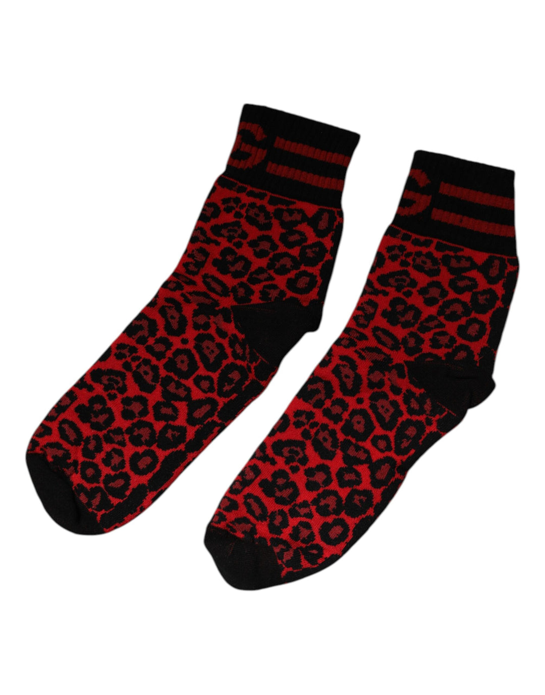 Dolce & Gabbana Rote Leoparden-Nylon-Socken für Männer mit mittlerer Wadenlänge