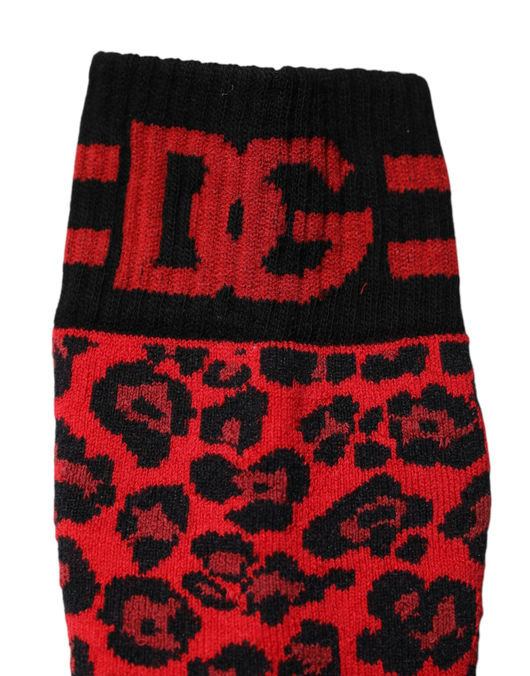 Dolce & Gabbana Rote Leoparden-Nylon-Socken für Männer mit mittlerer Wadenlänge