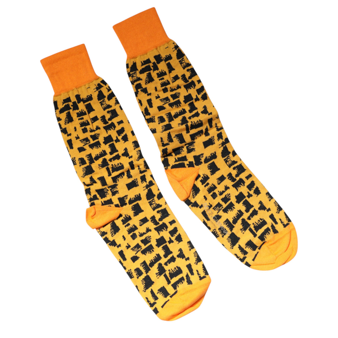 Dolce & Gabbana Gelb Schwarz Print Mid Calf Herren Socken