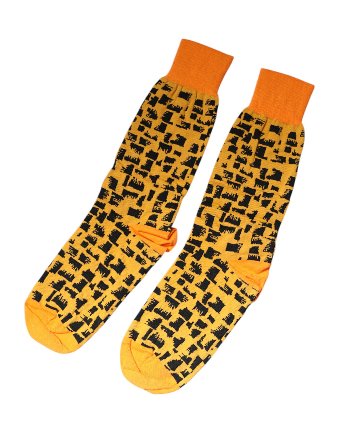 Dolce & Gabbana Gelb Schwarz Print Mid Calf Herren Socken