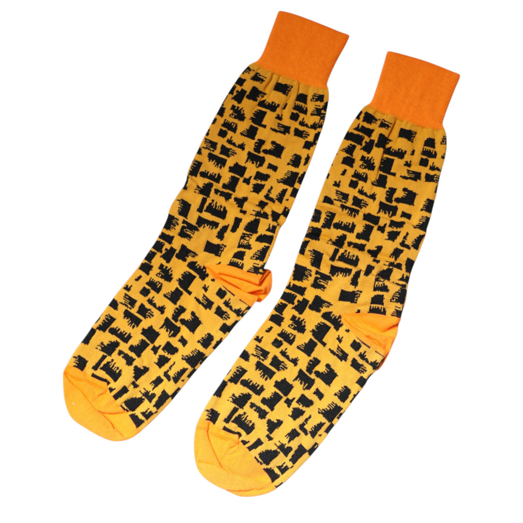Dolce & Gabbana Gelb Schwarz Print Mid Calf Herren Socken