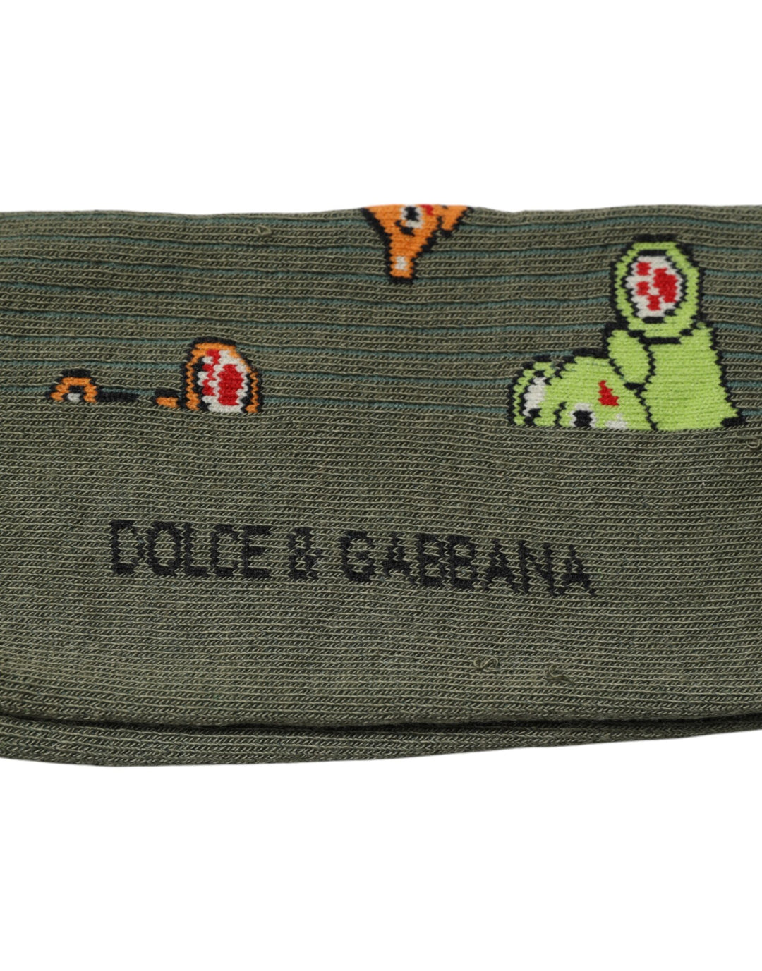 Dolce & Gabbana Grüne Nylon DG Bär bedruckte Mid Calf Socken