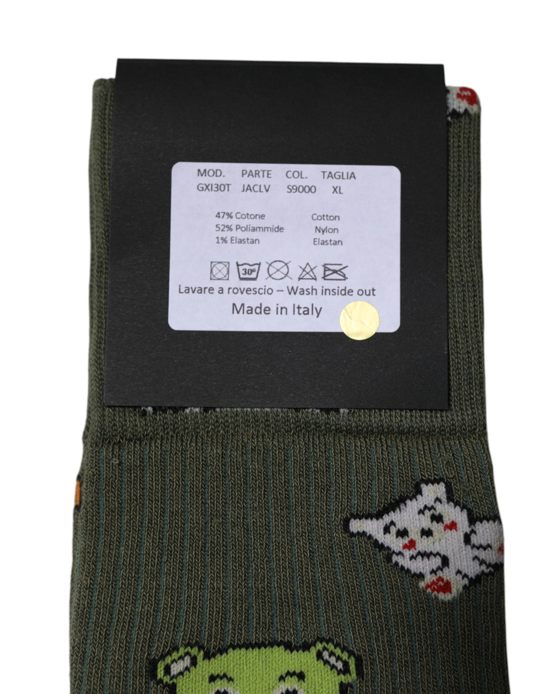 Dolce & Gabbana Grüne Nylon DG Bär bedruckte Mid Calf Socken